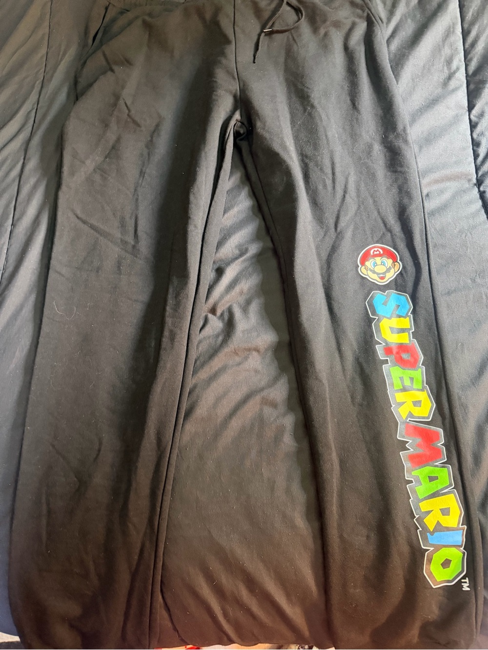Super Mario Black Unisex Sweatpants with Colorful Logo